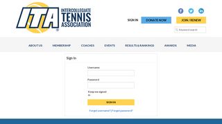 Sign In - Intercollegiate Tennis Association