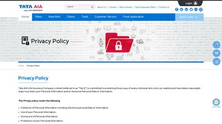 Privacy Policy - Tata AIA Life Insurance Company: Best Life Insurance ...