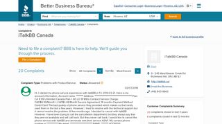 iTalkBB Canada | Complaints | Better Business Bureau® Profile