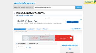 webmail.incometax.gov.in at Website Informer. Visit Webmail Incometax.