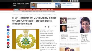 ITBP Recruitment 2018: Apply online for 218 Constable Telecom posts ...