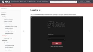 Logging in · The itch.io app book - itch.io