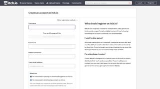 Register account - itch.io