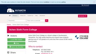 Southampton Directory | Itchen Sixth Form College