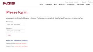 Login - The Packer Collegiate Institute