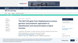 The SAV1322 gene from Staphylococcus aureus: genomic and ...