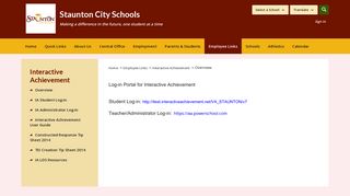 Interactive Achievement / Overview - Staunton City Schools