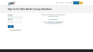 Sign In for Elite Barter Group Members - Itex