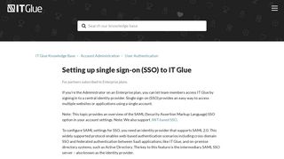 Setting up single sign-on (SSO) to IT Glue – IT Glue Knowledge Base