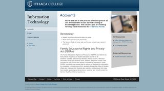 myHome - Accounts - Information Technology - Ithaca College