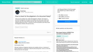 How to check for the plagiarism of a document freely? - ResearchGate