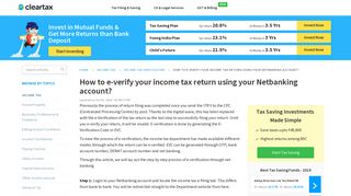 How to E-verify ITR through Netbanking Account? - ClearTax
