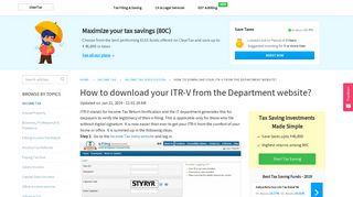 How to Download ITR - V Acknowledgement from the Income Tax ...