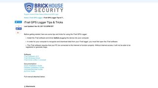Product Support | BrickHouse Security iTrail GPS Logger Tips & Tricks