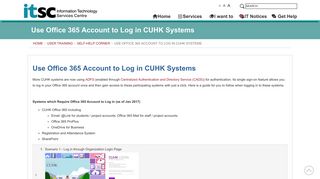 Use Office 365 Account to Log in CUHK Systems - CUHK ITSC