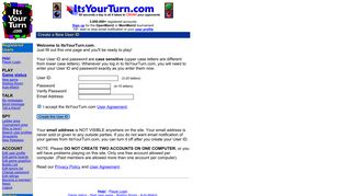 ItsYourTurn.com - Create a new User ID