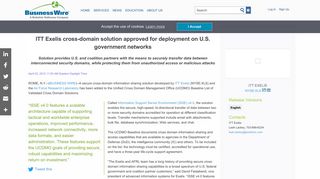 ITT Exelis cross-domain solution approved for deployment on U.S. ...