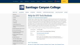 Help for ITT Tech Students - Santiago Canyon College