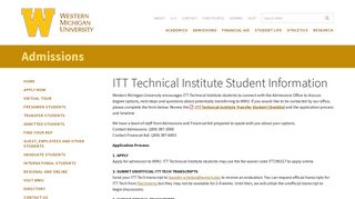 ITT Technical Institute Student Information | Admissions | Western ...