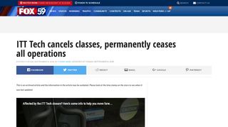 ITT Tech cancels classes, permanently ceases all operations | FOX59