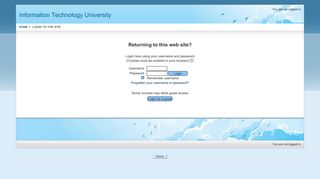 Information Technology University: Login to the site