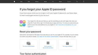 If you forgot your Apple ID password - Apple Support