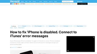 How to fix 'iPhone is disabled. Connect to iTunes' error messages ...