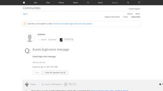 itunes login error message - Apple Community