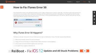 Top 8 Ways to Fix iTunes Error 50 - Tenorshare