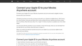 Connect your Apple ID to your Movies Anywhere account - Apple ...