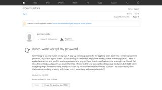 itunes won't accept my password - Apple Community