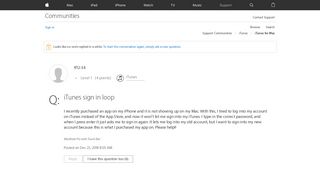 iTunes sign in loop - Apple Community - Apple Discussions