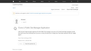 iTunes U Public Site Manager Application - Apple Community