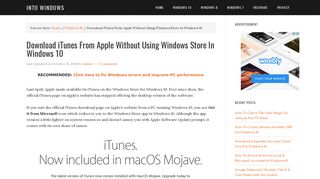 Download iTunes From Apple Without Using Windows Store In ...