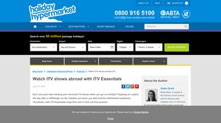 Watch ITV shows abroad with ITV Essentials - Holiday Hypermarket
