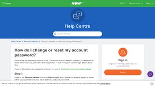 How To Change Or Reset Your Account Password - NOW TV - Help