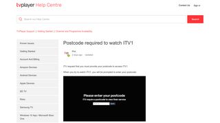 Postcode required to watch ITV1 – TVPlayer Support