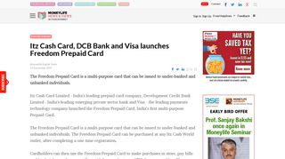 Itz Cash Card, DCB Bank and Visa launches Freedom Prepaid Card