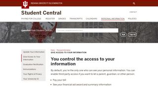 Give Access to Your Information - Student Central - Indiana University ...