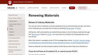 Renewing Materials | Indiana University Libraries