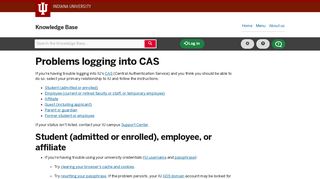 Problems logging into CAS - IU Knowledge Base - Indiana University