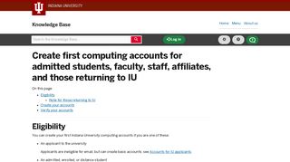 Create first computing accounts for admitted ... - IU Knowledge Base