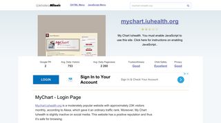 Mychart.iuhealth.org website. MyChart - Login Page.