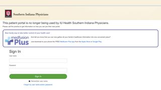 Patient Portal - IU Health Southern Indiana Physicians - Medfusion