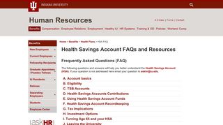 HSA FAQ | Benefits | Human Resources | Indiana University
