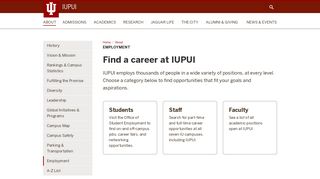 Employment: About: IUPUI