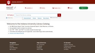 Welcome to the Indiana University Library Catalog (IUCAT) | Indiana ...