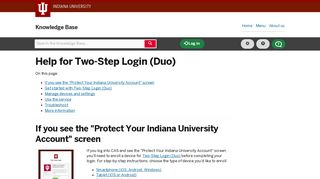 Help for Two-Step Login (Duo) - IU Knowledge Base - Indiana University