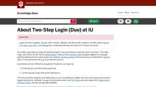 About Two-Step Login (Duo) at IU