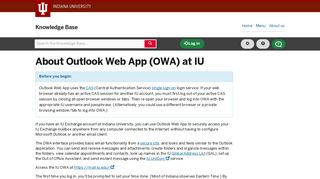 About Outlook Web App (OWA) at IU